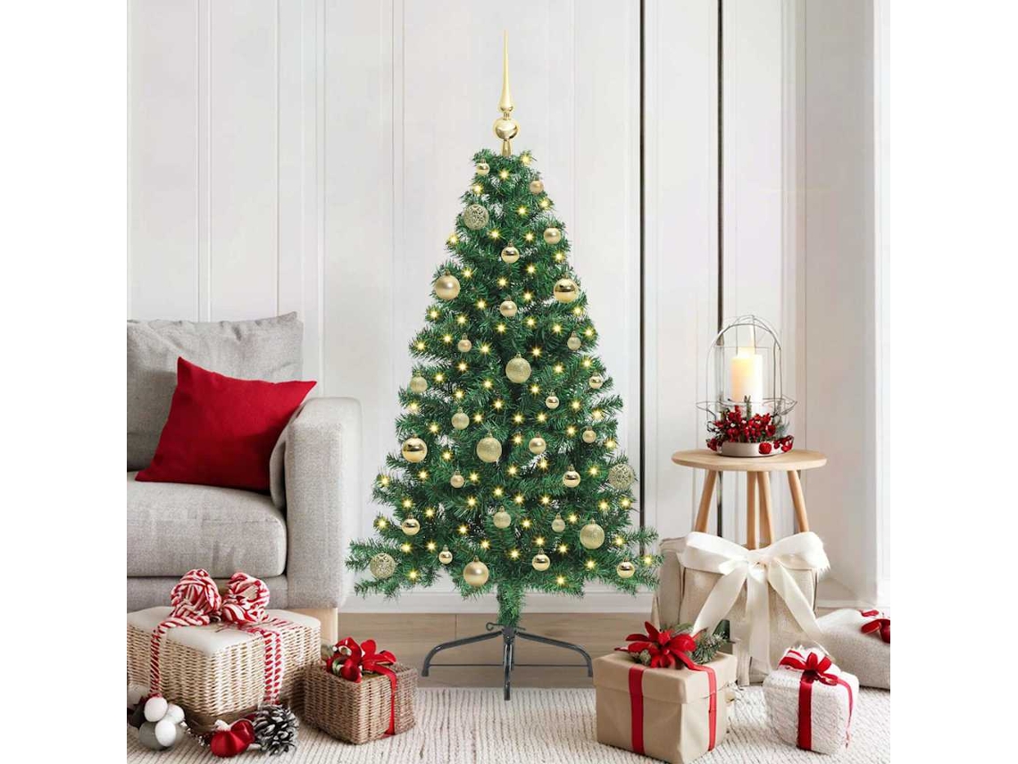 Vidaxl Árvore De Natal Artificial Pré-iluminada Verde 150 Cm Pvc