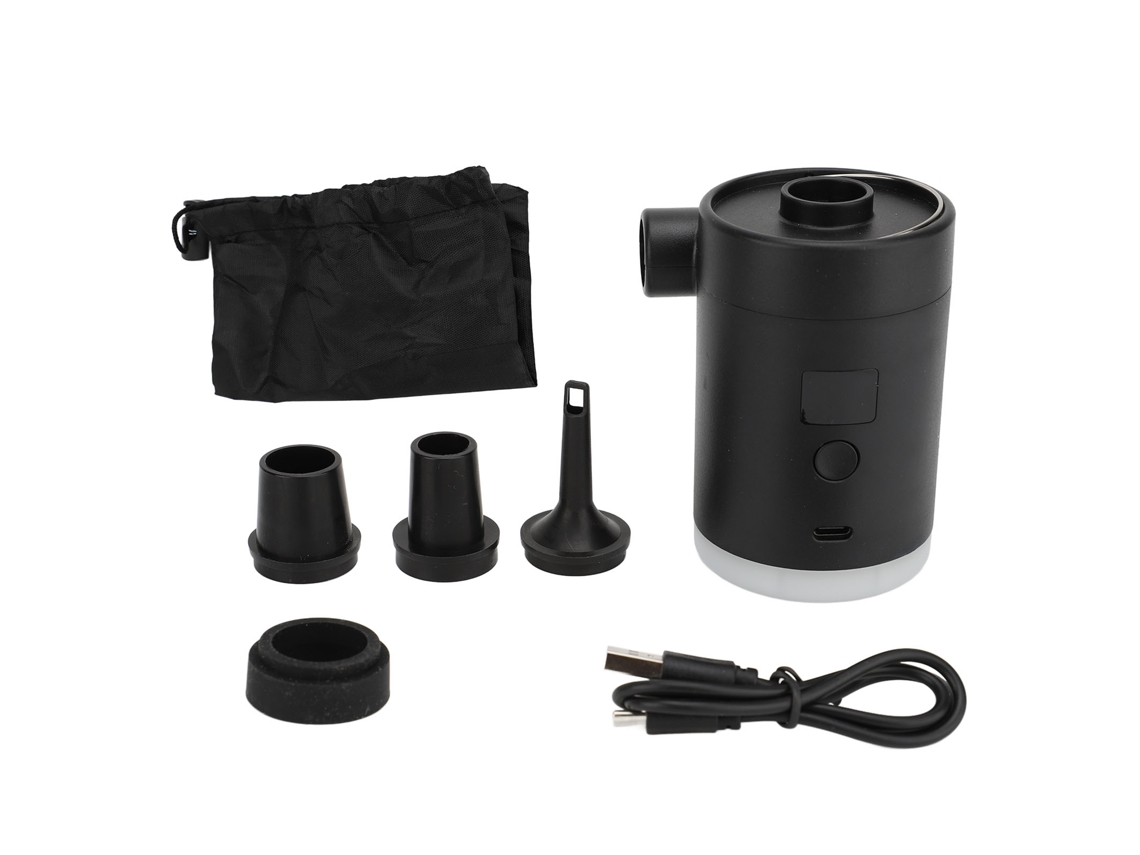 Bomba Inflável Portátil Mini Recarregável Elétrica com Tela Led Luz para Colchão Preto | S/MARCA