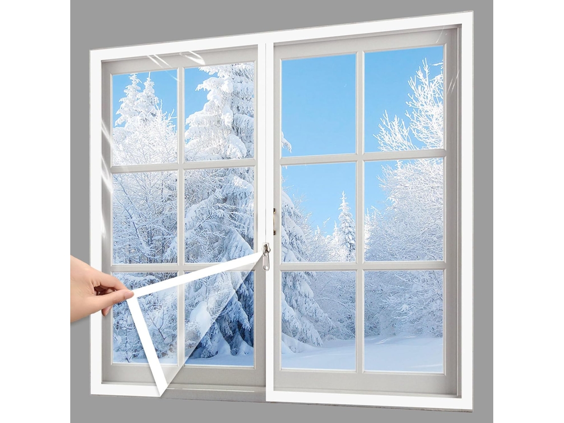 Kit de Isolamento Inverno para Janelas, Película Isolante Transparente Espessa Bloqueia o Ar Frio no