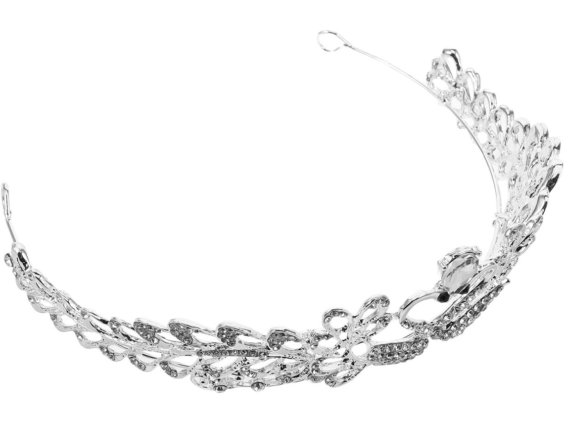 Elegante Tiara De Noiva Em Prata E Cristal, Coroa De Liga Leve.