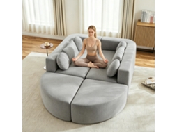 Sofá-cama Modular Cloud Cinza Em Chenille Sem Montagem 292 Cm Com Função Dormir