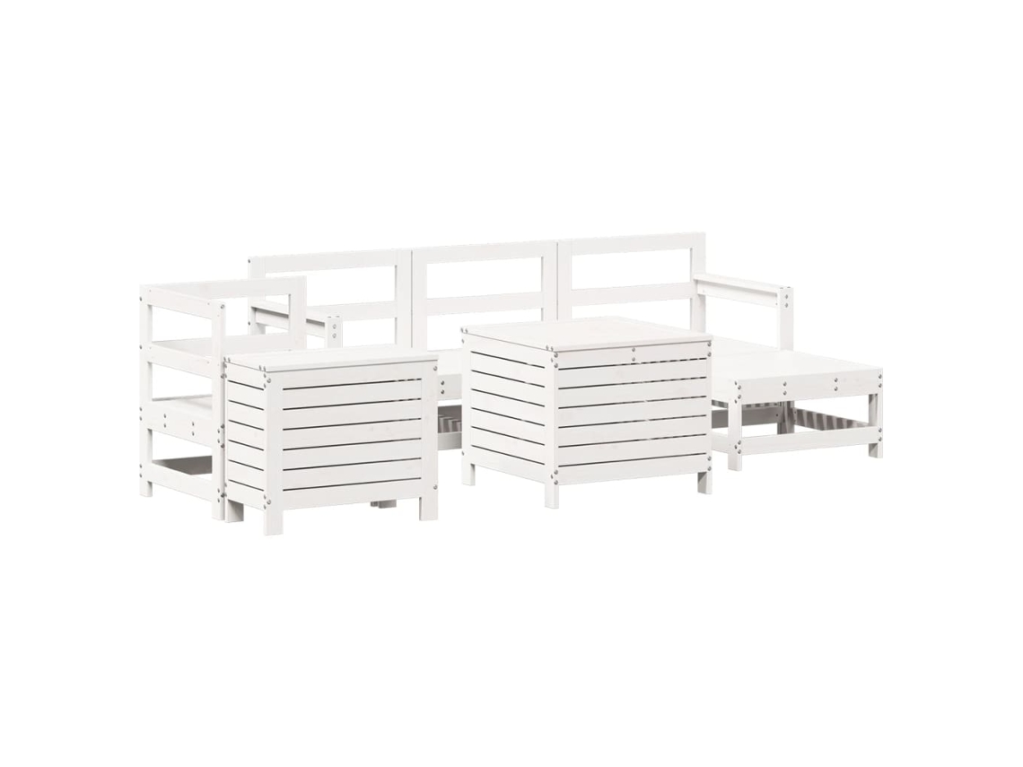Conjunto 7 de Sofás para Jardim Pinho VIDAXL Maciço Branco