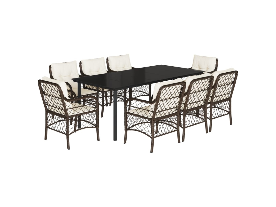 Garden Dining Set, Garden Dining Sets Vidaxl Marrom Rattan / Vime (mesa Com 200 Cm De Comprimento)