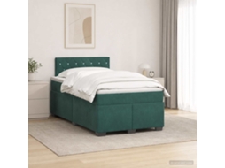 Vidaxl Cama Box Spring Com Colchão Verde-escuro 120 X 200 Cm Veludo
