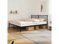 Vidaxl Estrutura De Cama Em Metal Com Cabeceira 180x200 Cm Preto