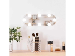 Vidaxl Espelho De Parede Oval Com Luzes Led 15x40 Cm Vidro