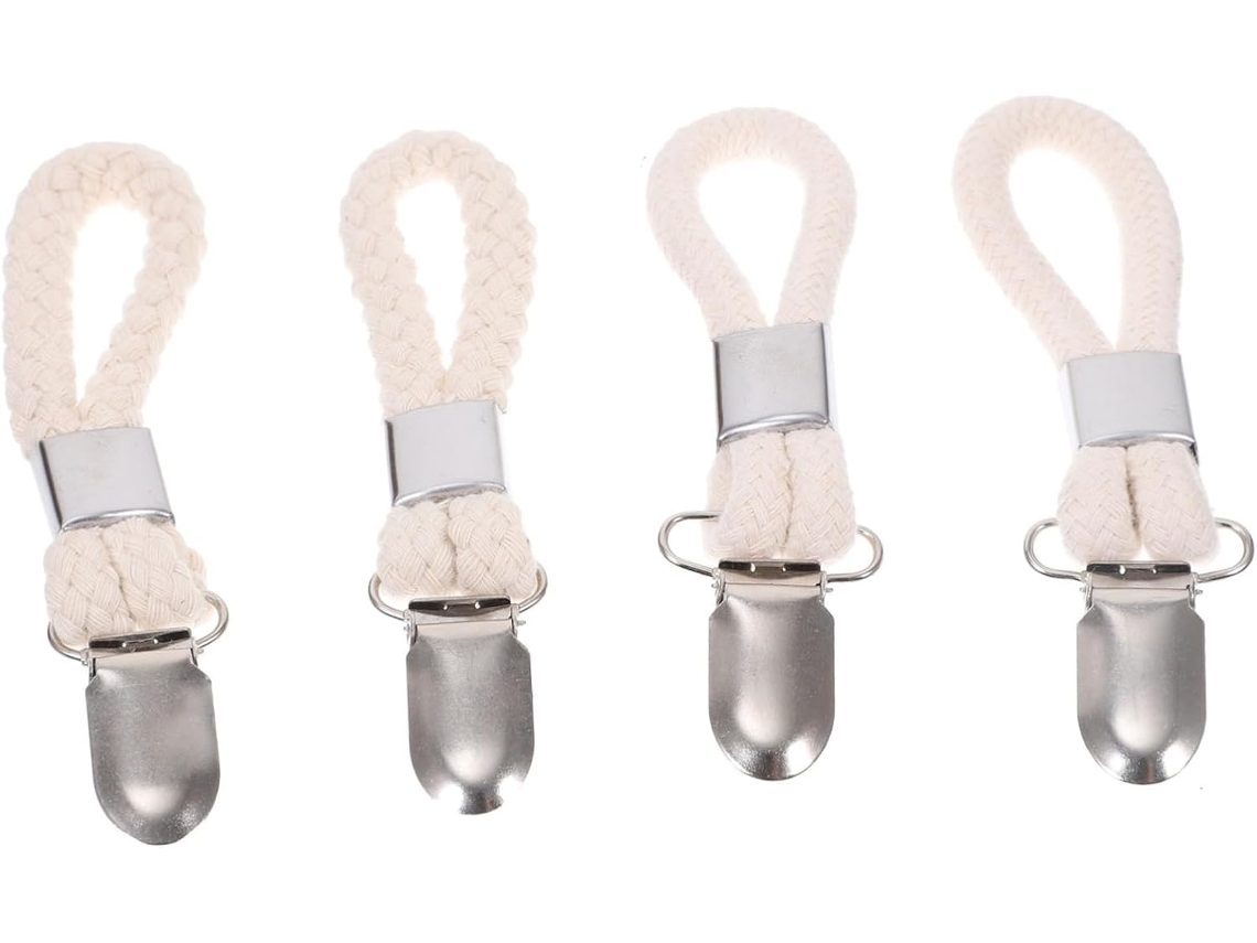 Conjunto de 4 Prendedores Toalha em Corda Algodão, Resistentes À Ferrugem, para Banheiro e Cozinha, CHABERLU