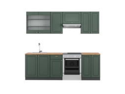 Cozinha Fame-Line, 240 cm, Carvalho PT, Verde Country e dourado/antracite, Vicco