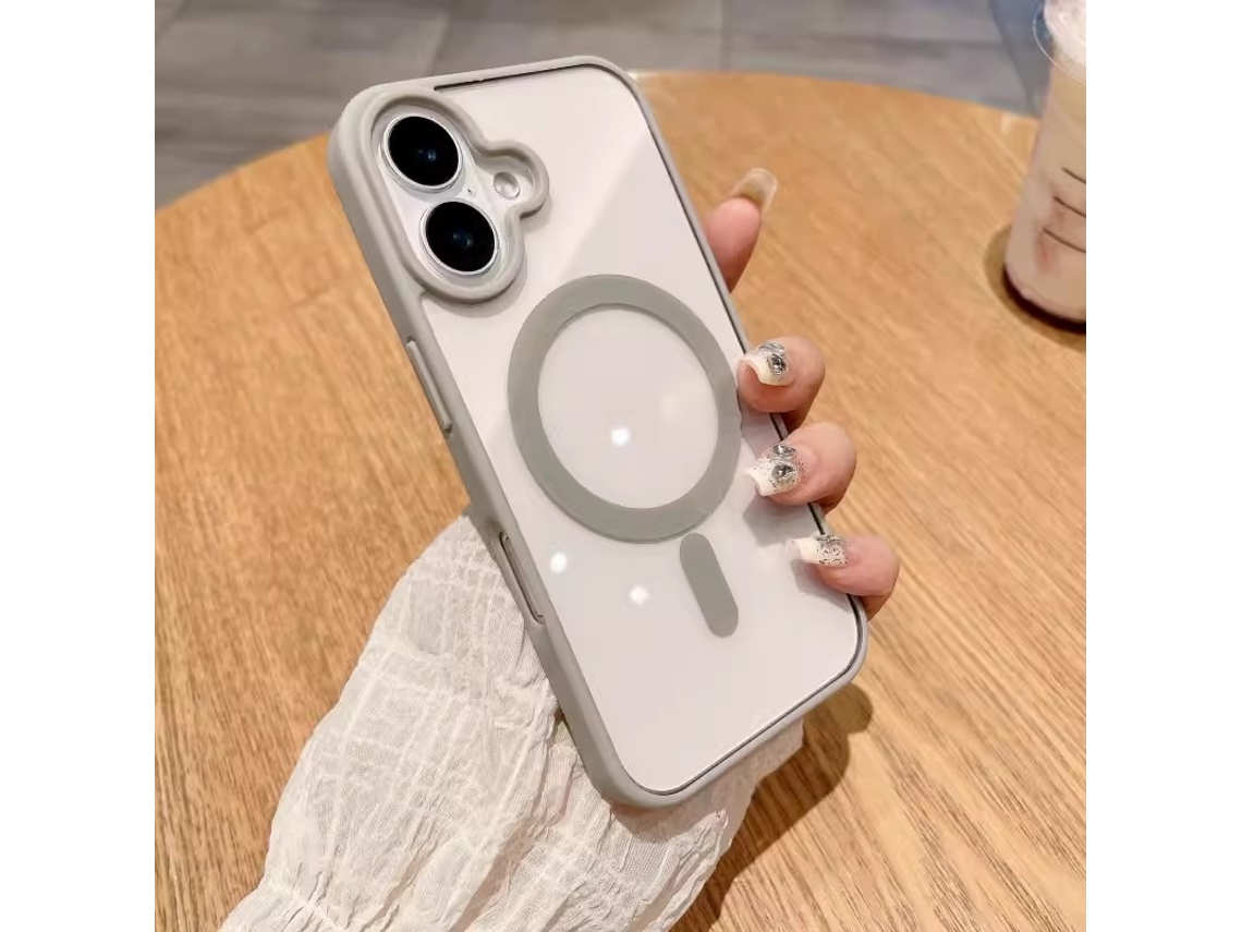 Capa Para Iphone 17 Pro Max, Cinza Titânio, Magnética, Transparente E Resistente A Impactos.