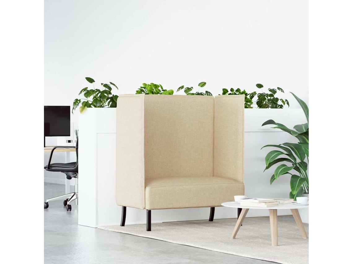 Vidaxl Sofá De Encosto Alto 101cm Creme Tecido