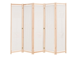 Vidaxl Divisória De Quarto Com 5 Painéis 200x170x4 Cm Tecido Creme