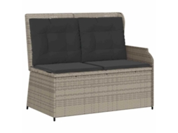 Conjunto 1 Banco De Jardim Vidaxl Cinzento-claro Vime Pe (110 X 67 X 95 Cm)