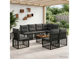 Vidaxl Conjunto De Sofás Para Exterior 9 Pcs Preto E Cinza Escuro