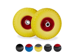 Conjunto Com 2 Rodas De Borracha Pu Para Carrinho De Mão
