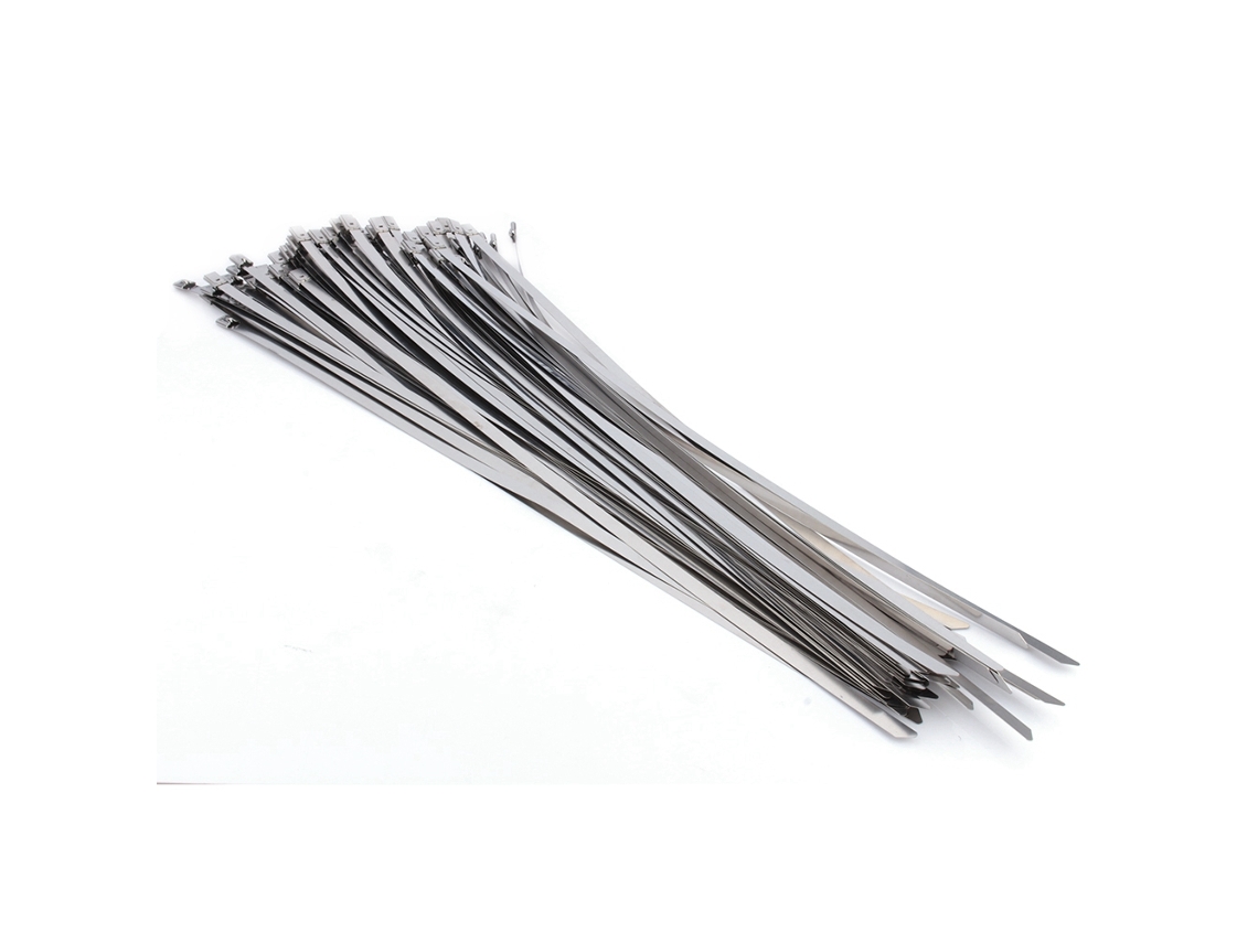 Fita metálica autotravante em aço inoxidável 304, 50x500mm, para tubos de escape e uso multiuso.
