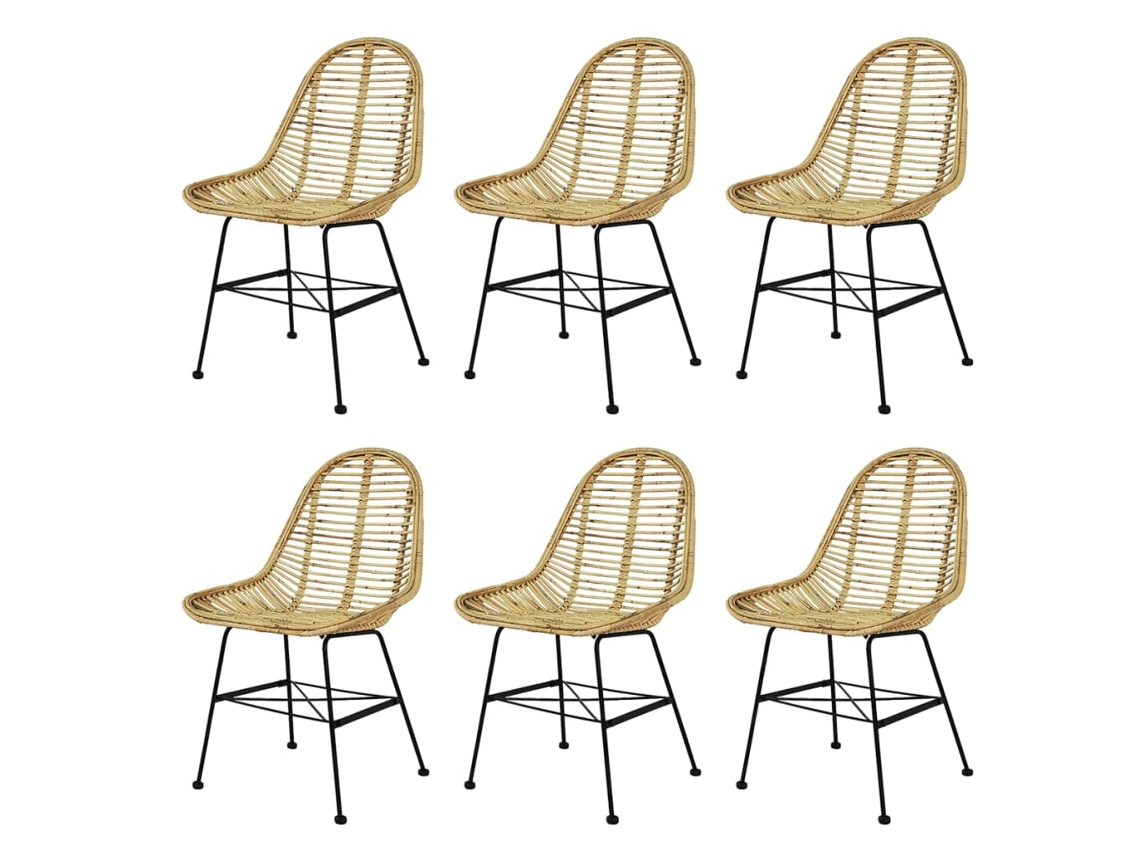 Vidaxl Cadeiras De Jantar 6 Pcs Vime Genuíno