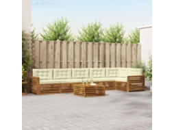 Vidaxl Conjunto De Sofás Para Exterior 7 Unid. Natural E Creme