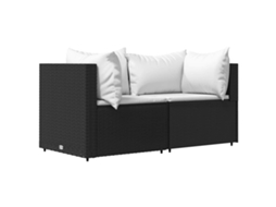 Maison Exclusive - Sofás De Canto P/ Jardim C/ Almofadões 2 Pcs Vime Pe Preto
