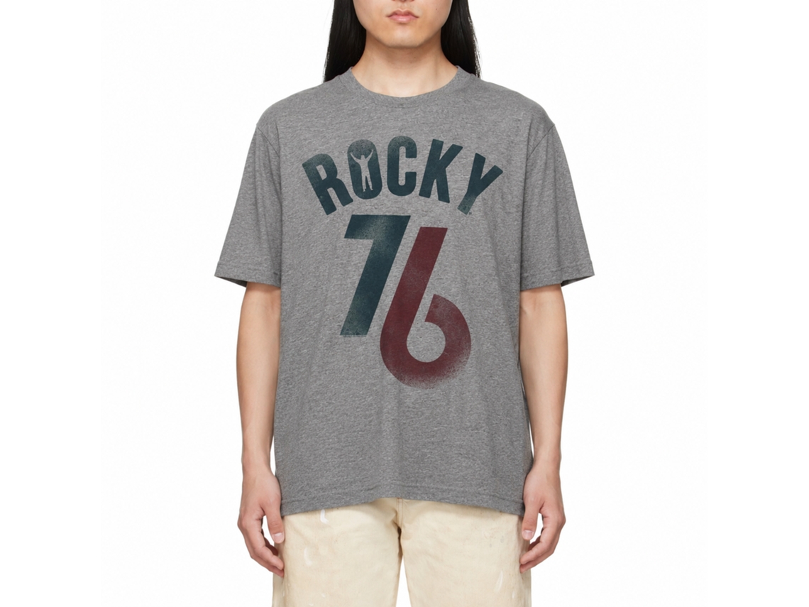 Rockinstone Rocky Movie Rocky '76 Heather Graphite Adult T-shirt Size:l