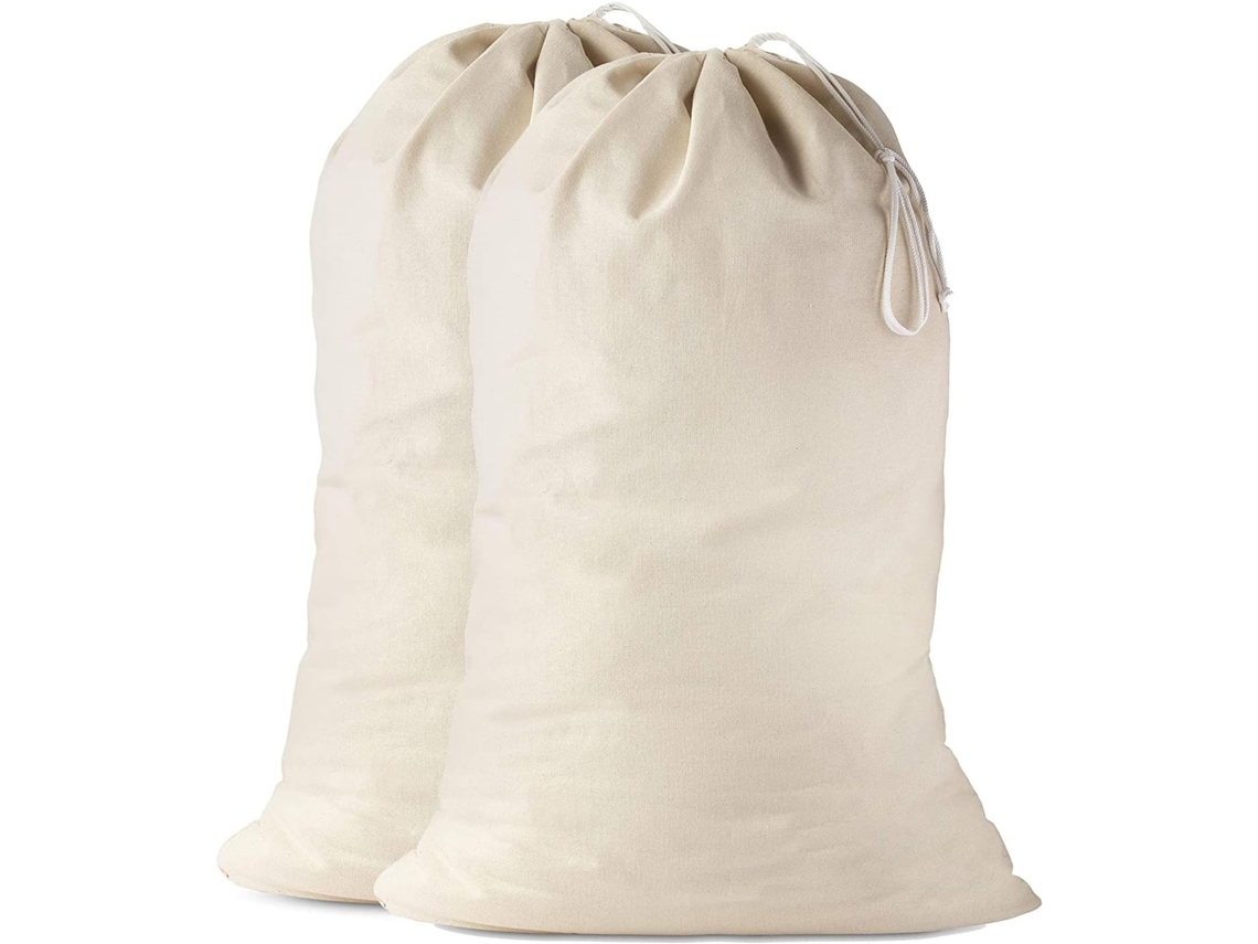 Saco de Roupa Suja Grande e Resistente, 100% Algodão, Lona Natural, com Cordão, Organizador para Viagens, Acampamentos, Casa e Dormitórios BRILVIBERA