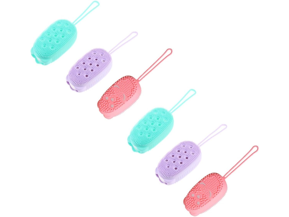 Conjunto De 6 Escovas Silicone Para Banho Hemobllo Escova Esfoliante E Massageadora Uma Limpeza Corporal Segura