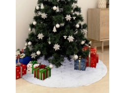 Vidaxl Saia De Árvore De Natal De Luxo Branca 122 Cm Pele Sintética