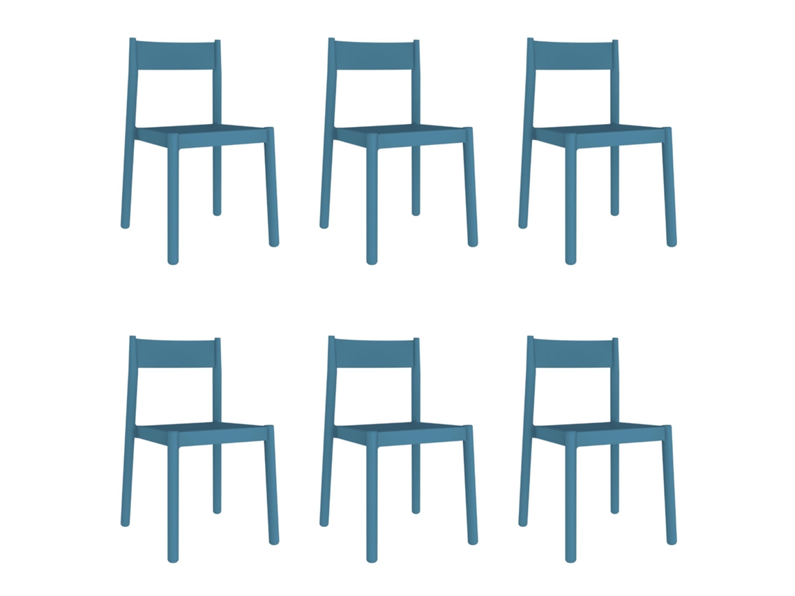 Set 6 Cadeiras Interior, Exterior Azul Antigo Danna Garbar