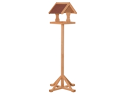 Mangeoire Oiseaux Extérieur Sur Pied, Toit Résistant Aux Intempéries, Bois Massif, 55 X 55 X 144 Cm, Bois Naturel