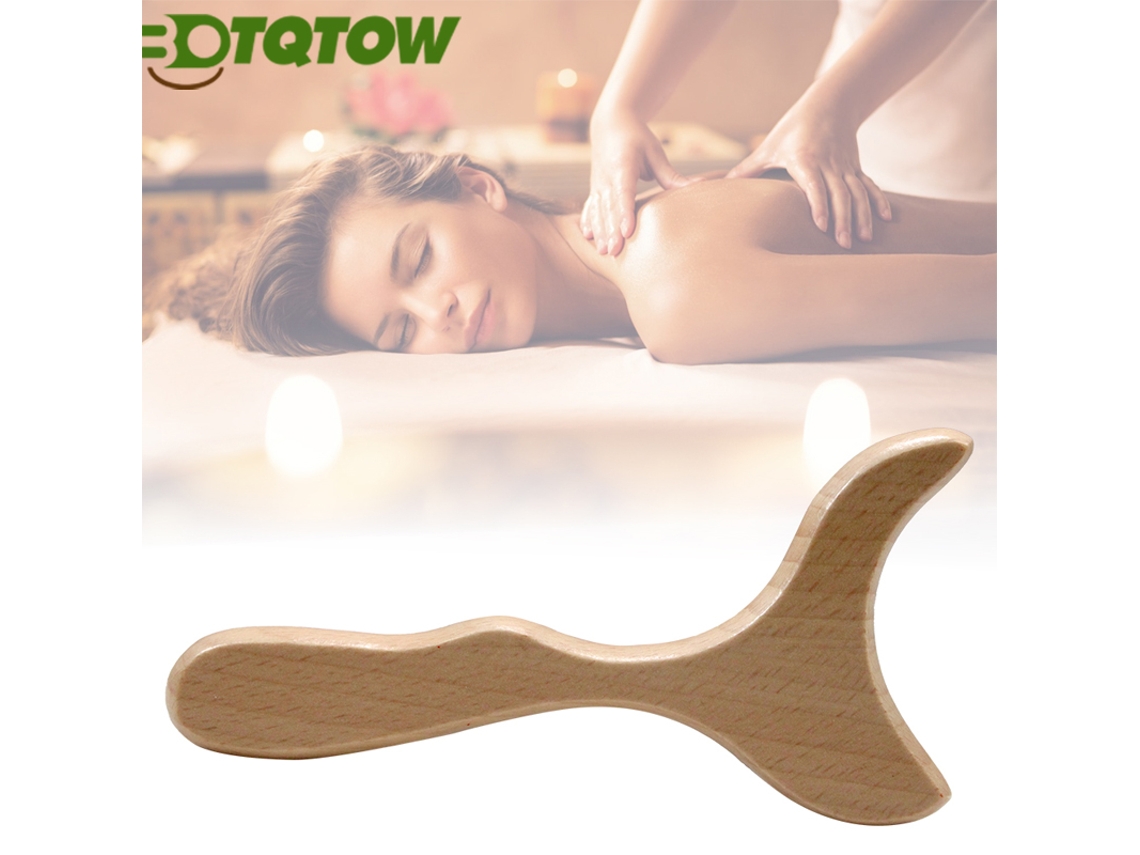 1 Pequena Ferramenta De Massagem Gua Sha De Madeira