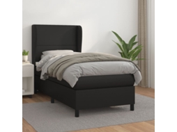 Vidaxl Cama Com Molas/colchão 90x190 Cm Couro Artificial Preto