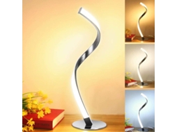 Lâmpada de Mesa Espiral Moderna 3 Cores Brilho Ajustável Prata NEVEANCE