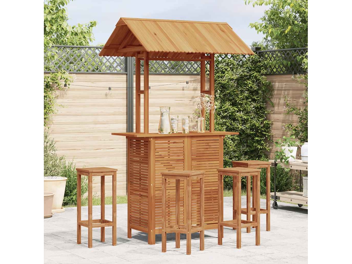 Vidaxl Mesa De Bar Exterior C/ Telhado 113x106x217 Cm Acácia Maciça