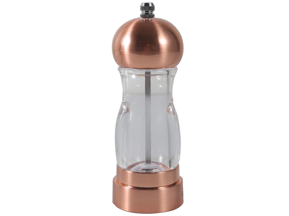 Moedor Novo Transparente De Pimenta, Especiarias E Café, Manual, Bronze, 15 Cm(6 Polegadas), Com Plástico Bolha