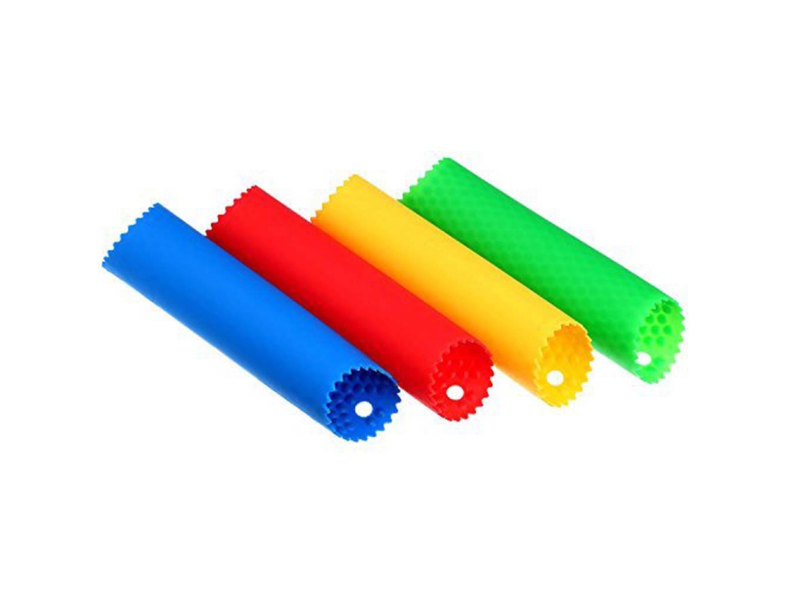Descascador De Alho Silicone, Conjunto Com 4 Unidades, Utensílio De Cozinha Nas Cores Vermelho, Amarelo, Verde E Azul