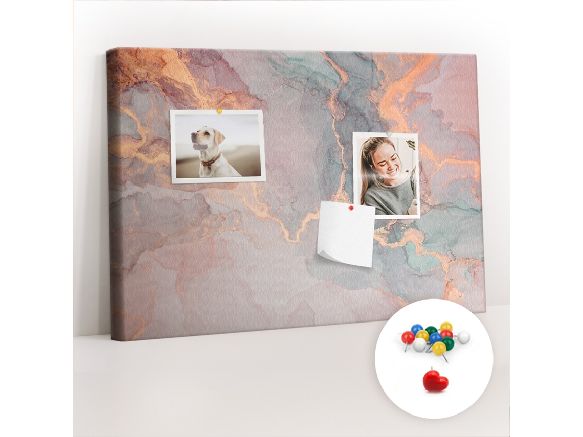 Quadro De Cortiça Com Impressão Mármore Decorativo Para O Quarto Das Crianças Espelharte (60x40 Cm)