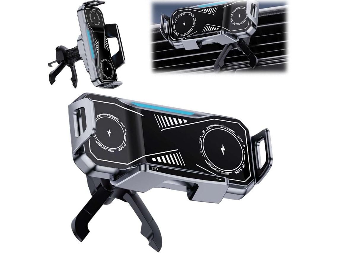 Suporte Inteligente Para Celular/tablet Modelo 2025, 2 Em 1, Com Rotação Automática E Carregador Sem Fio Para Carro Com Carregamento Rápido.