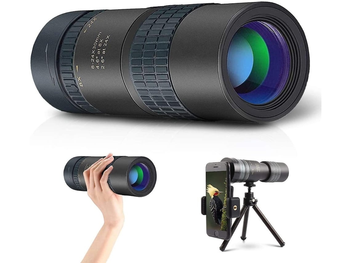 Telescópio Monocular Infantil Lunetas de Alta Potência 24x30 com Suporte para Smartphone e Tripé Monóculo Portátil Bak4 Prism Continuous USHION