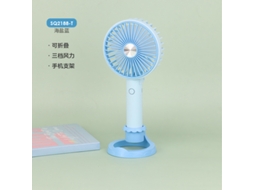 Ventilador portátil, três velocidades, recarregável via USB, dobrável, ideal para viagens e camping