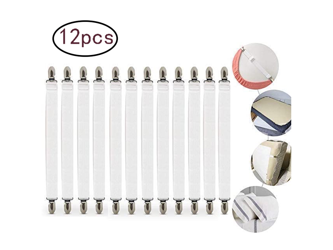 Alças De Lençóis Ajustáveis, Cintas Elásticas Para Colchões, Toalhas De Mesa, Capas Para Tábuas De Passar Roupa, Brancas (12 Peças)