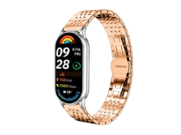 Bracelete para Xiaomi Smart Band 10/9/8 XIAOMOYU em Aço Inoxidável com Sete Esferas Dourada (14mm)