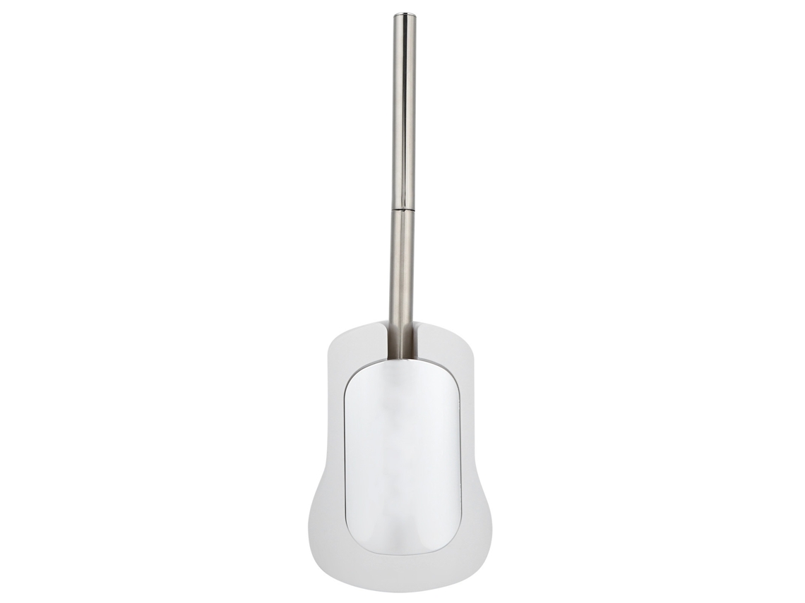 Suporte de Parede para Escova Sanitária com Cabo em Aço Inoxidável Cromado para Organização do Banheiro, Branco AQUAFORGE
