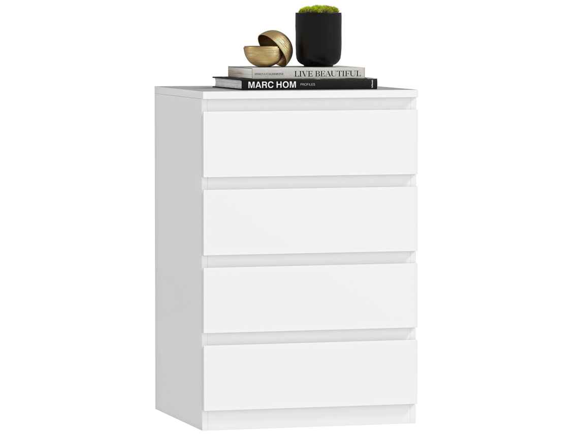 Cómoda Para Quarto E Escritório Branco 45x40x68 Cm Estilo Moderno Com 4 Gavetas E Fecho Suave