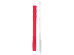 Mali tubo Oco para Dentição Silicone Macio Bebê com Escova Limpeza Infantil Brinquedo Red