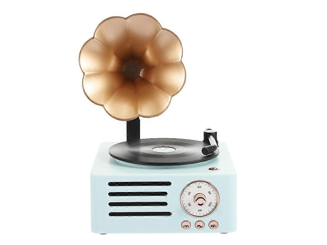 Mini Alto Falante Bluetooth Retro Player Azul Nostalgia88