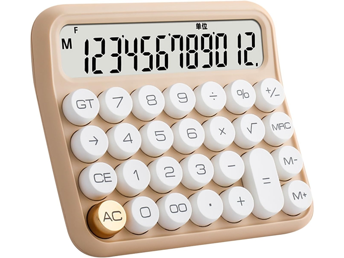 Calculadora De 12 Polegadas Com Design Cremoso, Ecrã Lcd Grande, Visor