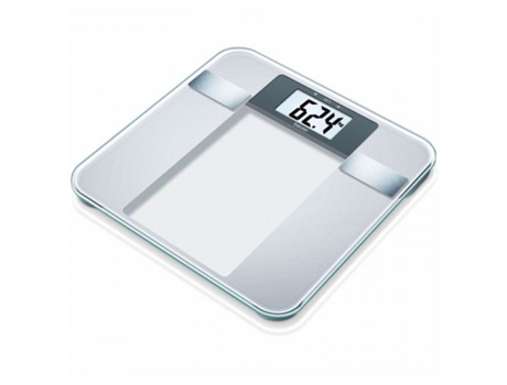 BALANÇA DIAGNOSTICO VIDRO BEURER BG13 — Determinação de peso corporal, massa gorda, massa hídrica, massa muscular, densidade óssea + BMI
Superfície de pesagem em vidro de segurança com 6 mm espessura
5 níveis de actividade
Indicação de sobre carga