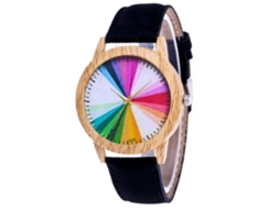 Relógio de Pulso Casual de Quartzo com Pulseira de Couro Vaqueiro Preto