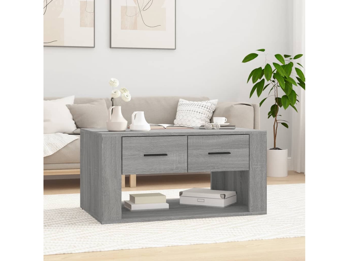 Vidaxl Mesa De Centro 80x50x40 Cm Derivados De Madeira Cinzento Sonoma