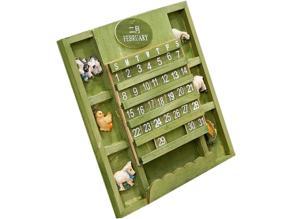 Calendário De Parede Decorativo Com Animais, Verde, Enfeite Prático Para O Natal.