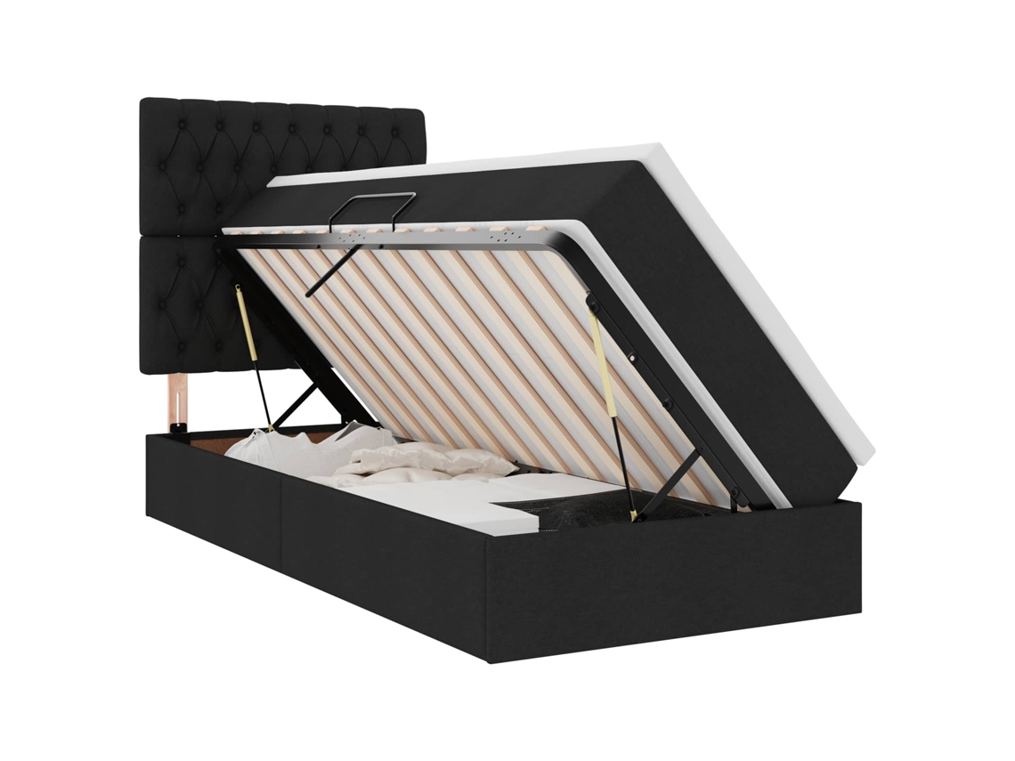 Conjunto 1 Estrutura Da Cama Vidaxl Preto Tecido (100 X 200 Cm)